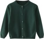 Girls Classic Knit Cardigan School 𝗨niform Sweater Crewneck Button Front Outerwear Kids Girls Fuzzy Zip