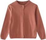 Girls Classic Knit Cardigan School 𝗨niform Sweater Crewneck Button Front Outerwear Kids Girls Fuzzy Zip