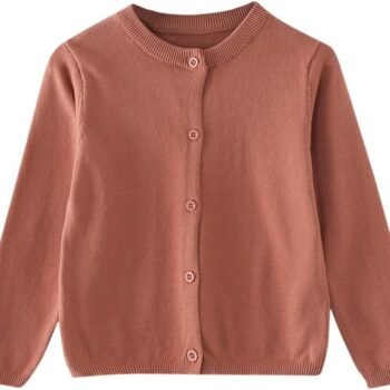 Girls Classic Knit Cardigan School 𝗨niform Sweater Crewneck Button Front Outerwear Kids Girls Fuzzy Zip