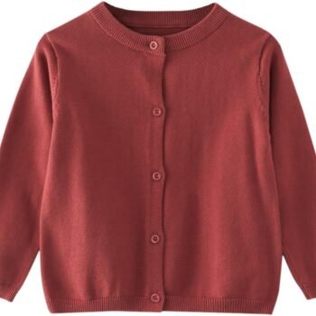 Girls Classic Knit Cardigan School 𝗨niform Sweater Crewneck Button Front Outerwear Kids Girls Fuzzy Zip