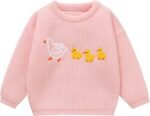 Toddler Girl/Boy Sweater Cute Ducks Hand Embroidered Sweater Fall Winter Outfit 1-5Y
