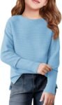 Girls Fall Sweater Kids Fashion Long Sleeve Ribbed Knit Split Pullover Tops 5-14Y