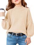 Girls Oversized Sweater Kids Batwing Long Sleeve Mock Neck Pullover Fall Clothes 5-14Y