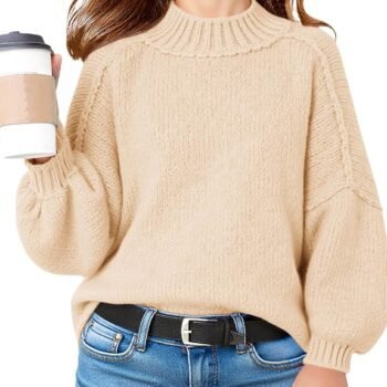 Girls Oversized Sweater Kids Batwing Long Sleeve Mock Neck Pullover Fall Clothes 5-14Y