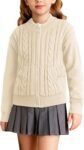 Girls Knit Cardigan Sweater Zip Long Sleeve Kids School Uniform Fall Jacket Size 6-14