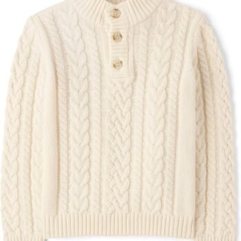 Baby Boys' and Toddler Quarter Button Cable Knit Pullover Sweater