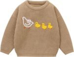 Toddler Girl/Boy Sweater Cute Ducks Hand Embroidered Sweater Fall Winter Outfit 1-5Y