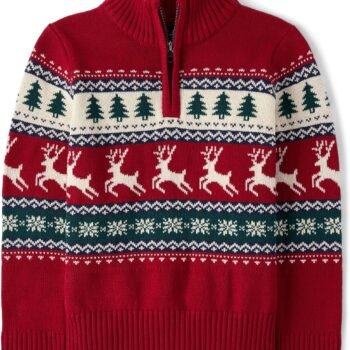 Boys' Long Sleeve Quarter Zip Pullover Sweater