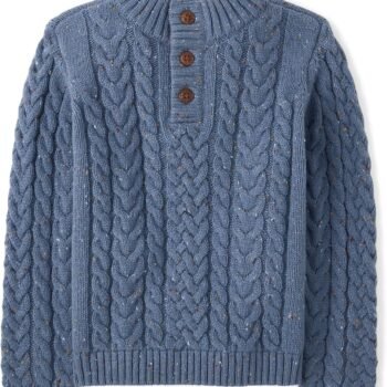 Boys and Toddler Mock Neck Cable Knit Sweater