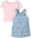 Baby Girls' And Toddler Short Sleeve Shirt and Skirtall 2 Piece Outfit