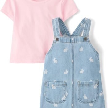 Baby Girls' And Toddler Short Sleeve Shirt and Skirtall 2 Piece Outfit